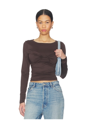 LIONESS Midnight Long Sleeve Top in Chocolate. Size L. Also in M, S, XS, XXS.