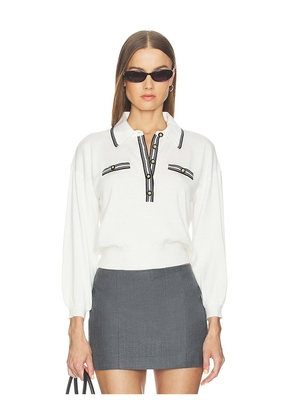 L'AGENCE Malaki 3/4 Sleeve Collared Sweater in White. Size M. Also in XXS, XS, S, L.