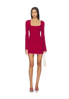 Lovers and Friends Helena Scallop Detail Mini Dress in Red. Size L. Also in XXS, XS, S, M, XL.