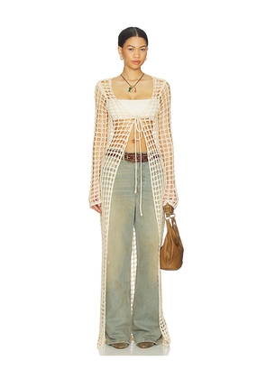 MORE TO COME Nicola Maxi Cardigan in Cream. Size L. Also in M, S, XS.