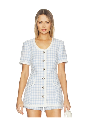 Maude Club Frances Jacket in Light Blue Gingham in Blue. Size M. Also in S, XS.