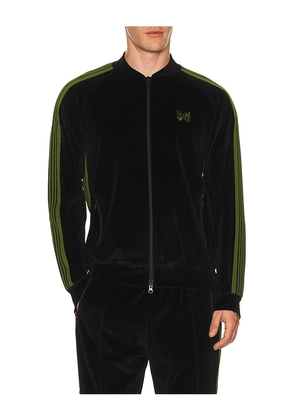 Needles Rib Collar Track Jacket Cpe Velour in Black. Size M. Also in S, L, XL.