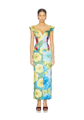 Muma World Celine Dress in Blue,Yellow. Size S. Also in XL, XS.