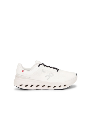 On Cloudsurfer Next in White. Size 10.5. Also in 7, 7.5, 8, 8.5, 9, 9.5, 10, 11, 11.5, 12, 12.5, 13.