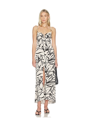 LSPACE Chara Maxi Dress in Black,White. Size L. Also in S, XS, M, XL.