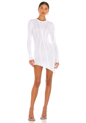 SAMI MIRO VINTAGE Asymmetric Baby Rib Mini Dress in White. Size S. Also in M, XL, XS.