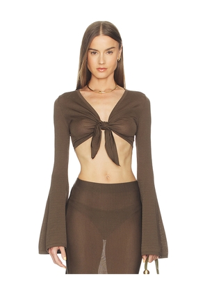 Lovers and Friends Paisleigh Knit Tie Top in Brown. Size L. Also in XS, S, M, XL.
