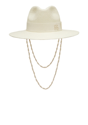 Ruslan Baginskiy Double Chain Strap Fedora Hat in White. Size S. Also in L, XL, XS.