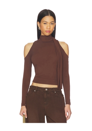 Mimchik Jean Scarf Top in Chocolate. Size 2. Also in 0, 6, 8.