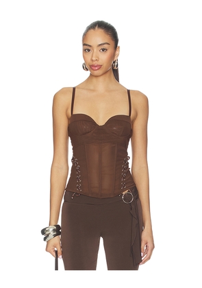 Miaou Christina Corset Top in Chocolate. Size M. Also in L, S, XS.