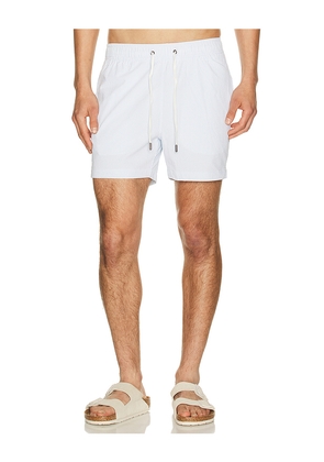 onia Charles 5 Swim Trunk in Blue. Size L. Also in M, S, XL/1X.