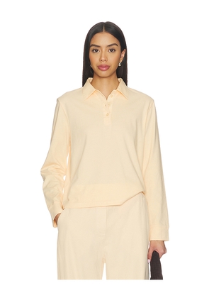 LESET Margo Long Sleeve Polo in Lemon. Size L. Also in XS, S, M, XL.