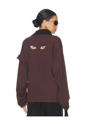 Ottolinger Polo Long Sleeve Top in Brown. Size S. Also in M.