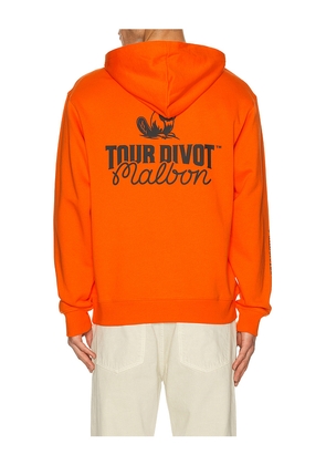 Malbon Golf Fesque Tour Divot Hoodie in Orange. Size L. Also in M, S, XL/1X.