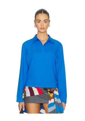 LESET Margo Long Sleeve Polo in Royal. Size L. Also in XS, S, M.