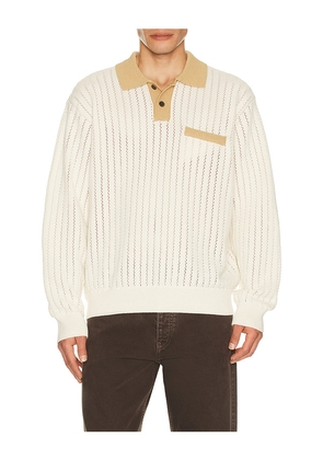 Obey Jasper Polo Sweater in Cream. Size L. Also in S, M, XL/1X.