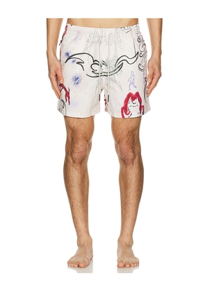OAS Paradox Swim Shorts in Cream. Size M. Also in S, L, XL/1X.