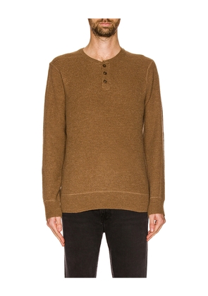 Schott Button Henley Sweater in Brown. Size XL. Also in S.