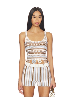 My Beachy Side Noa Hand-crocheted Top in Blue. Size M. Also in S, L.