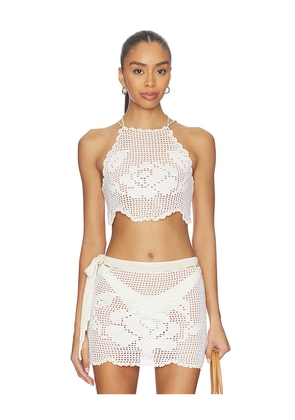 My Beachy Side Isla Hand-crocheted Top in Ivory. Size M. Also in S, L.
