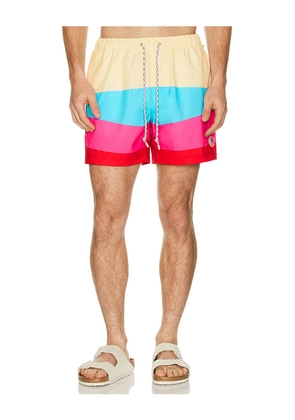 Original Penguin 5 Box Rec Degrade Swim Shorts in Blue. Size M. Also in S, L, XL/1X.