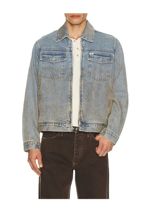 Obey Base Trucker Jacket in Blue. Size S. Also in L, XL/1X.
