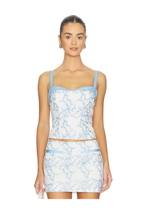 MAJORELLE Olenna Top in White,Baby Blue. Size L. Also in XXS, XS, S, M, XL.