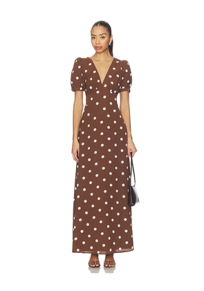MORE TO COME Devin Maxi Dress in Brown. Size M. Also in S, XS, XXS.