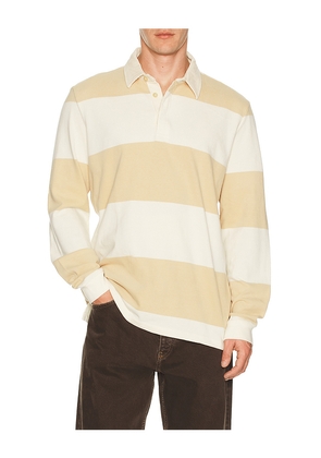 Marine Layer Sueded Rugby Polo in Cream. Size L. Also in M, S, XL/1X.