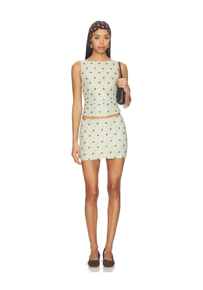 MORE TO COME Logan Mini Skirt Set in Sage. Size L. Also in M, S, XL, XS, XXS.