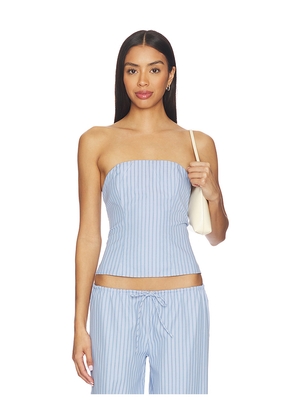 MORE TO COME Lyrica Strapless Top in Baby Blue. Size L. Also in M, S, XL, XS, XXS.