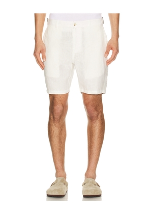 onia Linen Fixed Waist Short in White. Size 34. Also in 30, 36.
