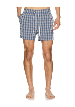 onia Charles 4 Swim Trunk in Blue,Grey. Size M. Also in L, XL/1X.