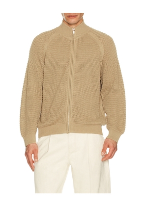 Le17Septembre Open Knit Zip Up Cardigan in Brown. Size 46. Also in 48.