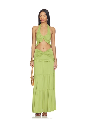 MORE TO COME Noelle Maxi Skirt Set in Green. Size L. Also in M, S, XL, XS, XXS.