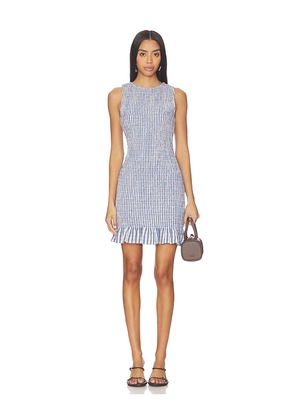 onia Air Linen Smocked Boatneck Dress in Blue. Size M. Also in L, S, XS.