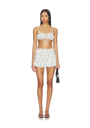 MORE TO COME Mandy Mini Skirt Set in White,Black. Size L. Also in M, S, XL, XS, XXS.