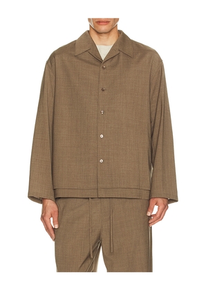 Le17Septembre Double Layered Open Collar Shirt in Taupe. Size 46. Also in 48, 50, 52.
