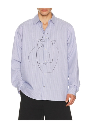 Le17Septembre Printed Striped Shirt in Blue. Size 46. Also in 48, 50, 52.