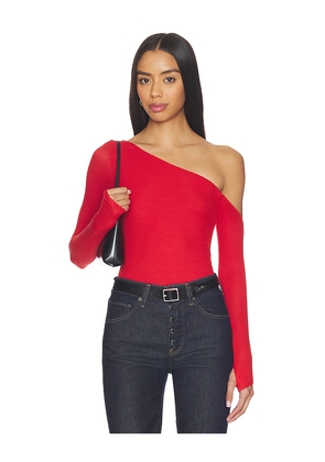 Michael Lauren Magdaleno Asymmetrical Fitted Cold Shoulder Top in Red. Size M. Also in XS, S, L.