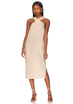 Song of Style Nalani Midi Dress in Beige. Size S. Also in XS, M.