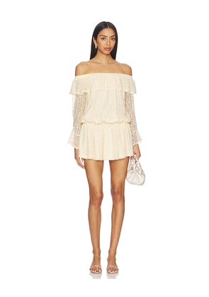 MORE TO COME Libbie Off Shoulder Mini Dress in Cream. Size L. Also in M, S, XL, XS, XXS.