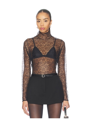 Kiki de Montparnasse Petite Fleur Ls Turtleneck Top in Black. Size M. Also in XS, S, L.