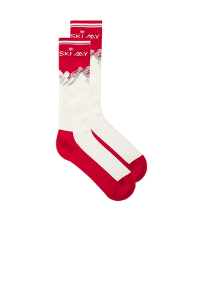 My Sunday Ski Merino Ski Socks in Red,White. Size 2. Also in 1.