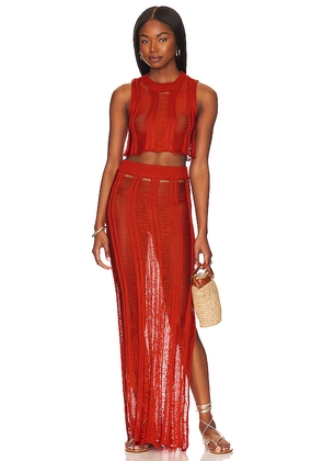 superdown Tayla Maxi Skirt Set in Burnt Orange. Size S. Also in XS, M.