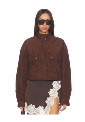 MORE TO COME Kaydee Faux Suede Jacket in Brown. Size L. Also in M, S, XL, XS, XXS.