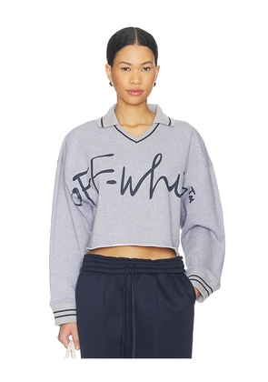 OFF-WHITE Script Polo Sweatshirt in Grey. Size L. Also in M.