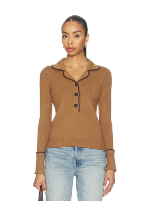 Monse Knitted Pajama Top in Brown. Size M. Also in XS, S, L.