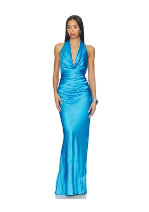 Nookie Penelope Drape Gown in Blue. Size L. Also in S, M.