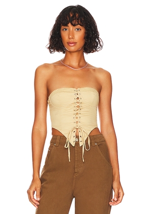 superdown Ashlyn Lace Up Top in Beige. Size XS. Also in S.
